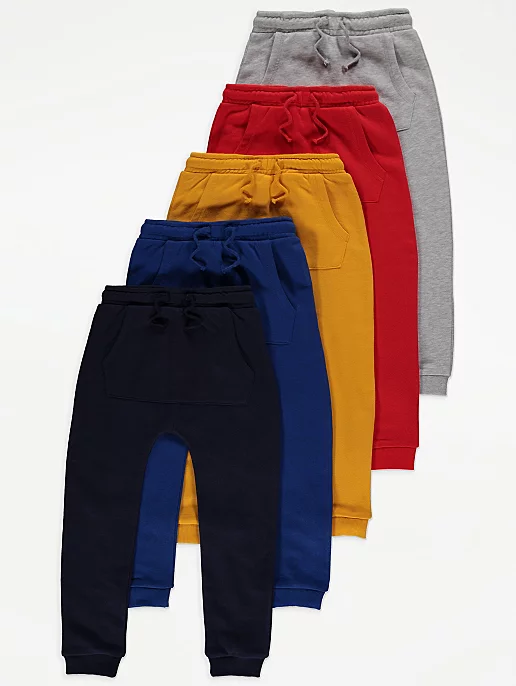 Jersey Kangaroo Pocket Joggers 5 Pack