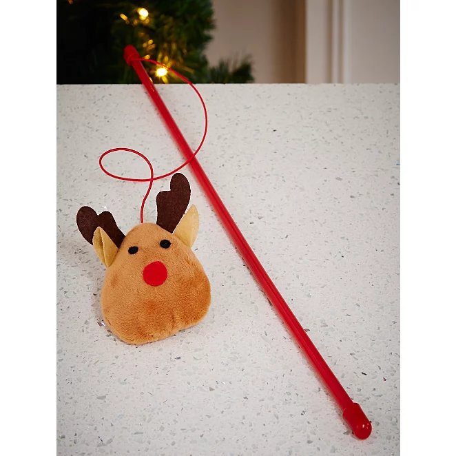 Red Festive Cat Toy Rod