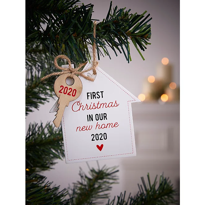 White First Christmas In New Home Bauble