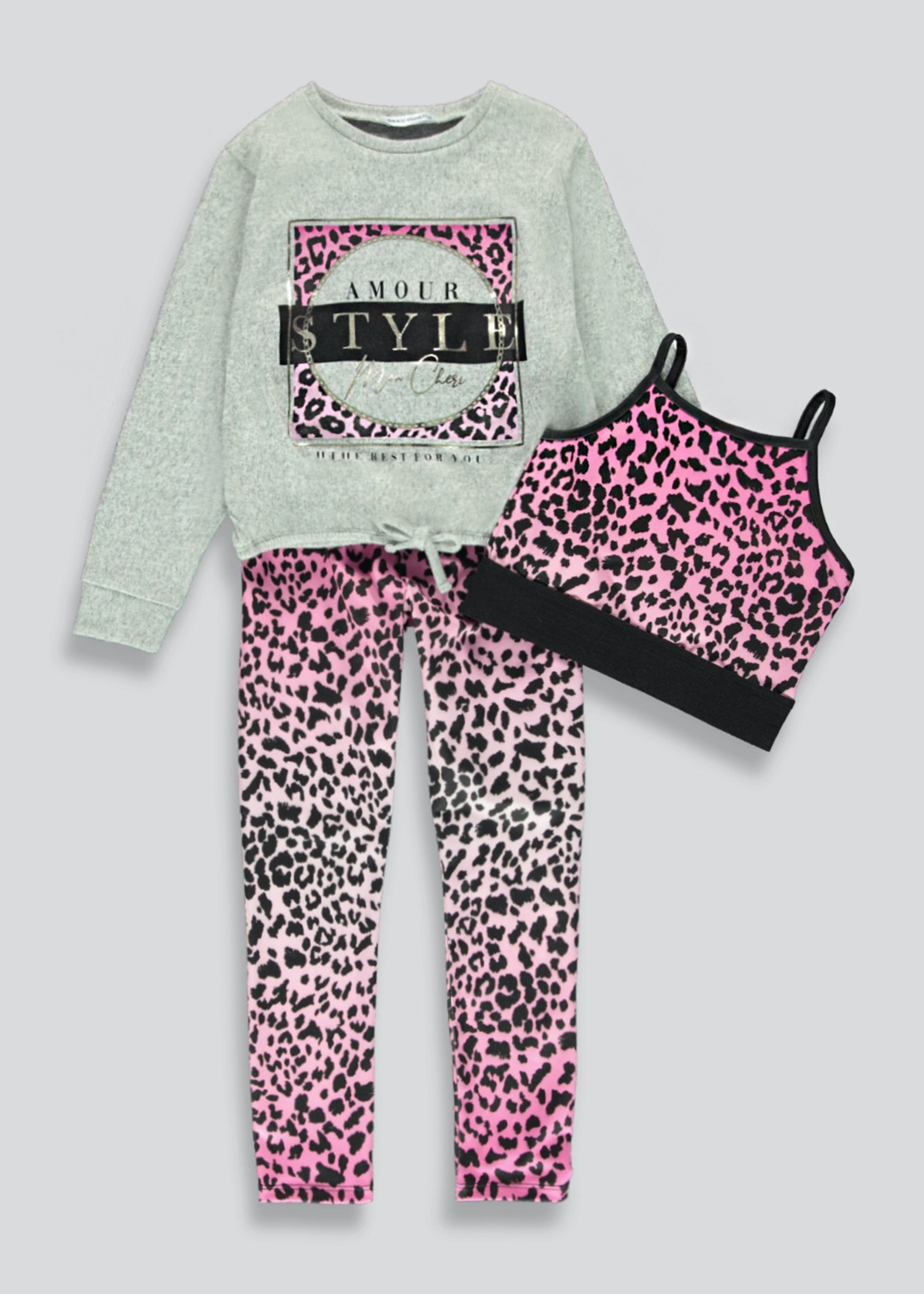 Girls 3 Piece Leopard Print Lounge Set (4-13yrs)