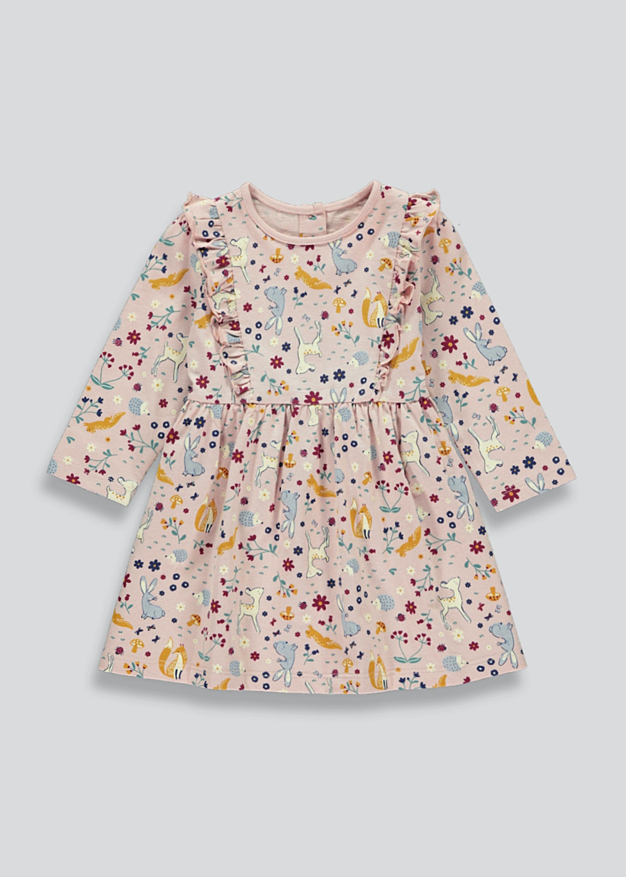 Girls Long Sleeve Woodland Print Dress (Tiny Baby-23mths)