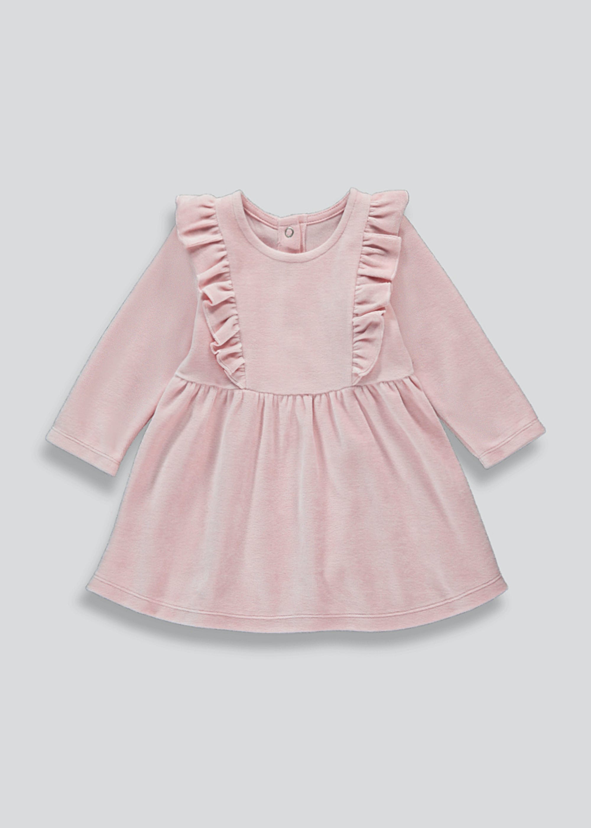 Girls Pink Velour Dress (Tiny Baby-23mths)