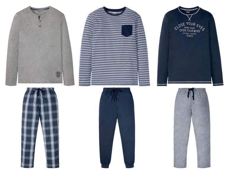LIVERGY® Pyjama Herren, mit Gummizugbund, mit Baumwolle