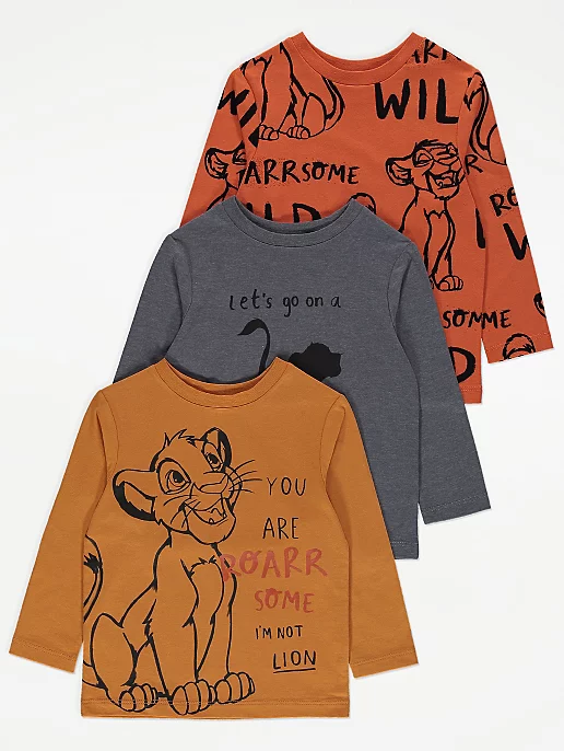 Disney The Lion King Simba Yellow Long Sleeve Tops 3 Pack