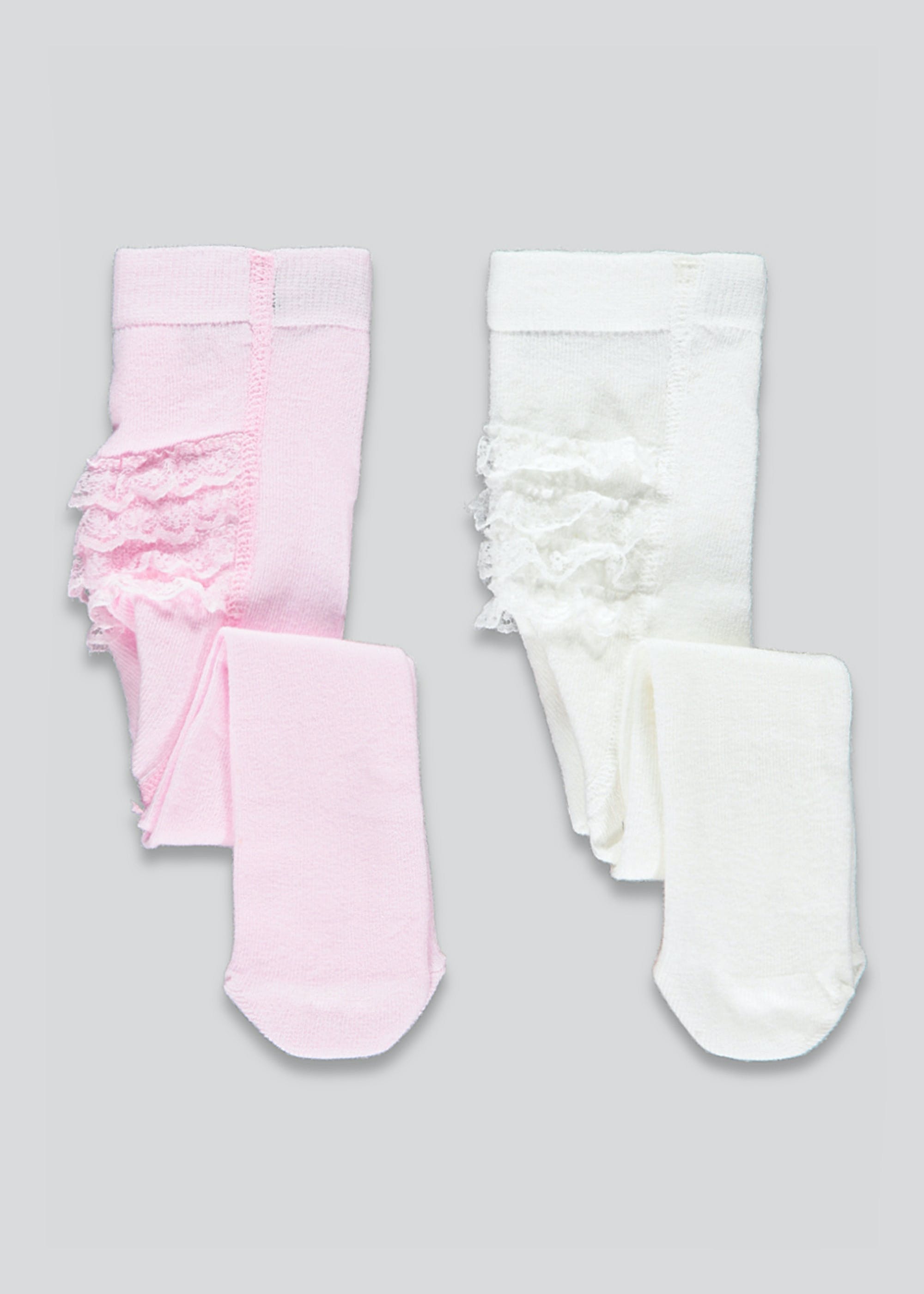 Girls 2 Pack Frill Tights (Newborn-23mths)