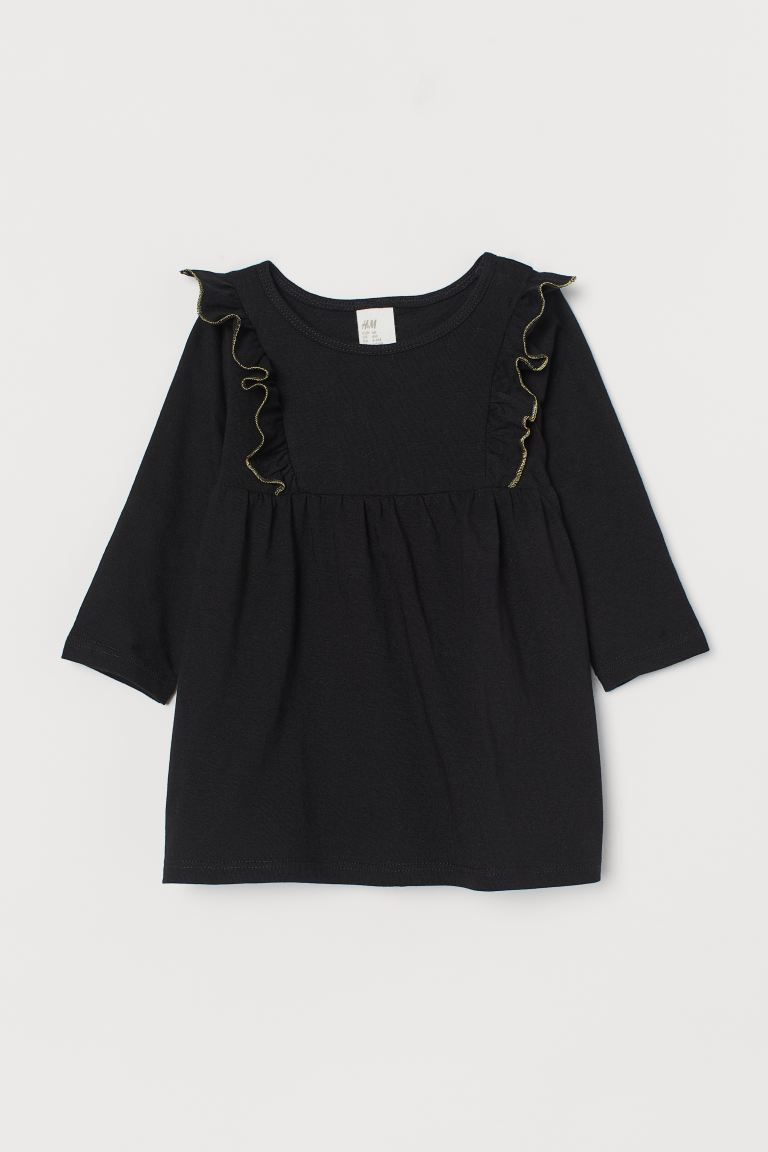 Frill-trimmed jersey dress
