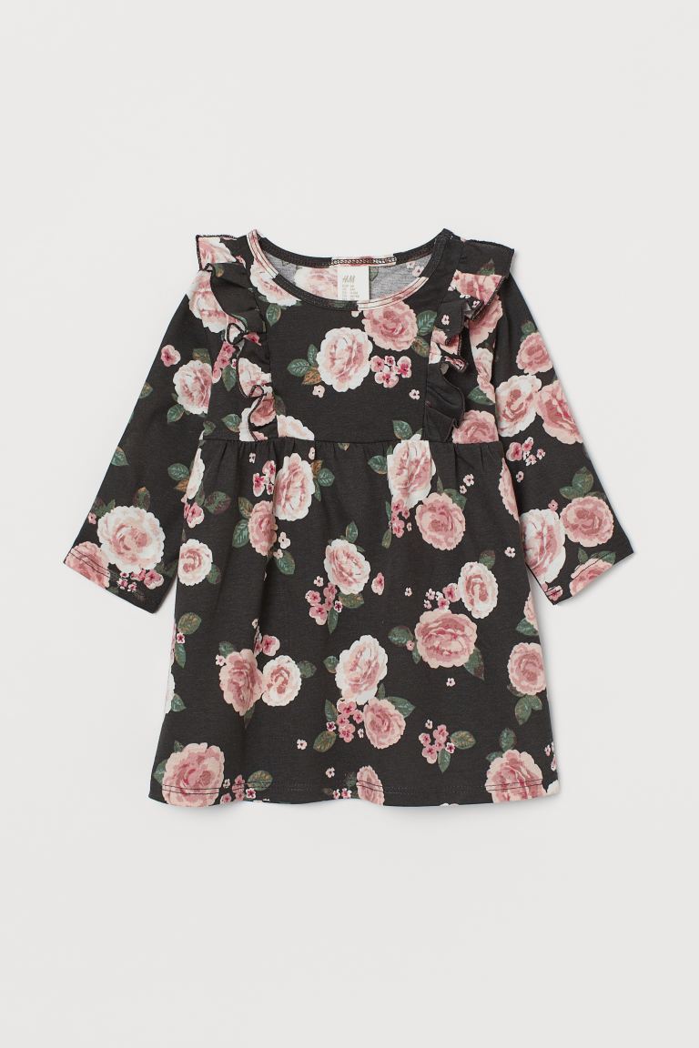 Frill-trimmed jersey dress