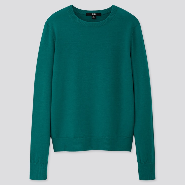 WOMEN 100% EXTRA FINE MERINO WOOL CREW NECK JUMPER