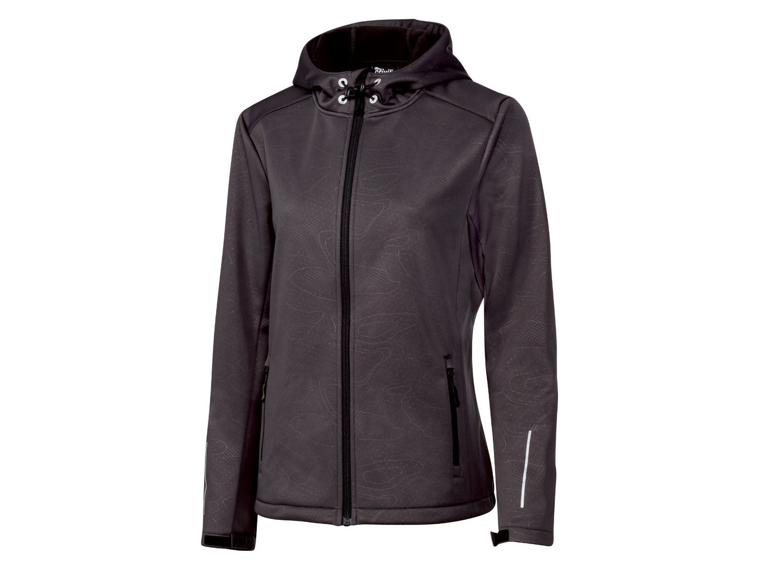 CRIVIT® Softshell Funktionsjacke Damen, mit Kapuze, reflektierende Details, winddicht