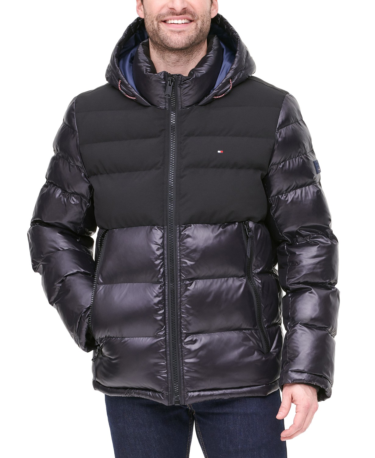 Tommy Hilfiger Men's Two-Tone Matte & Shiny Puffer Jacket