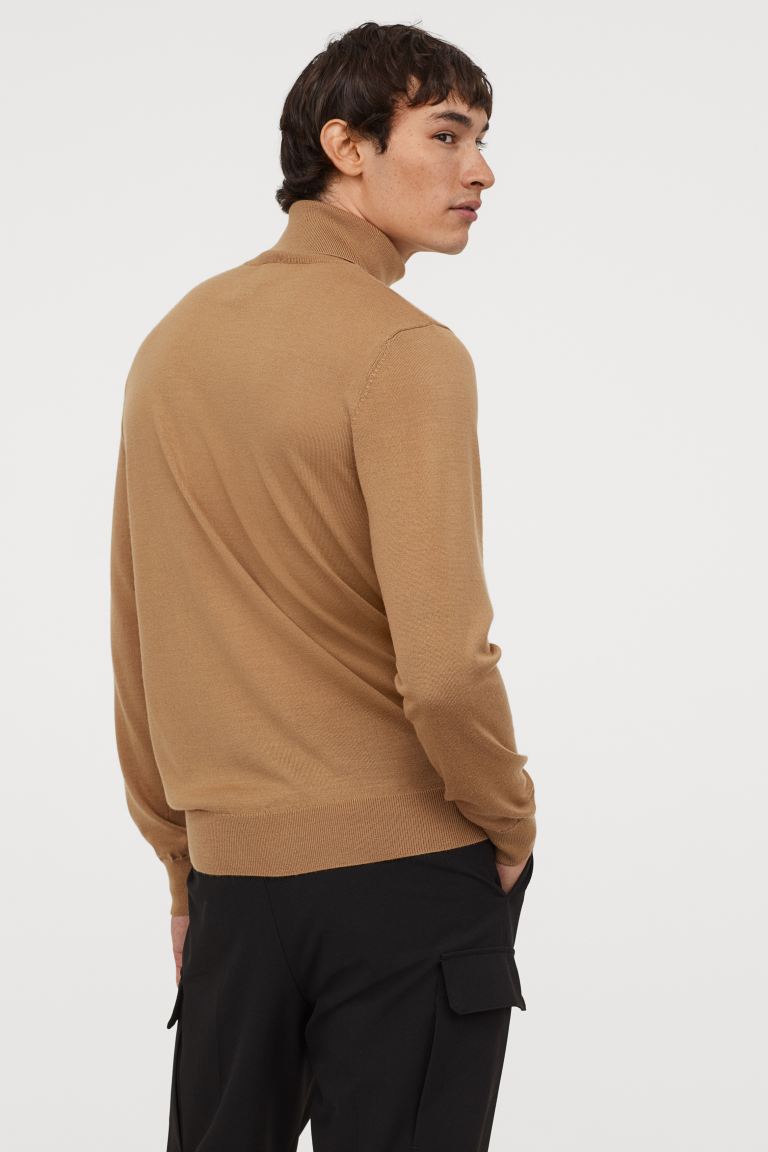 Wool-blend polo-neck jumper