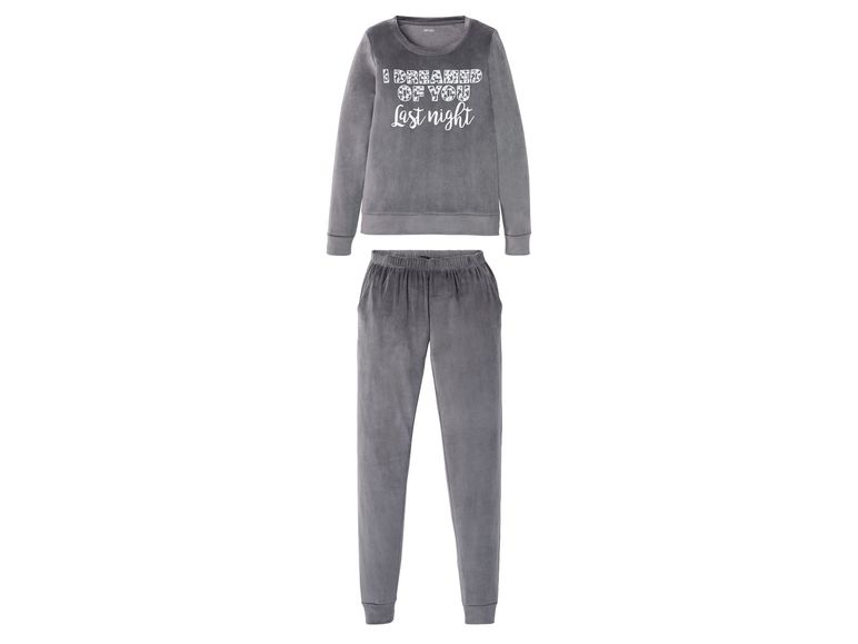 ESMARA® Pyjama Damen, aus Nicki-Qualität, mit Flockdruck