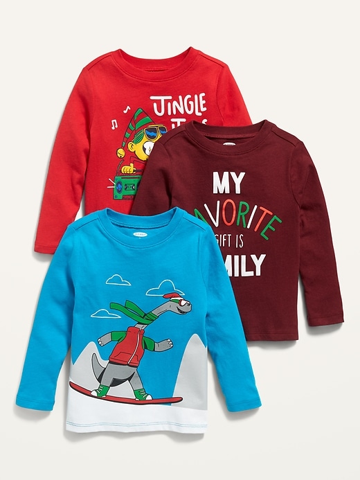 Long-Sleeve Graphic Tee 3-Pack for Toddler Boys