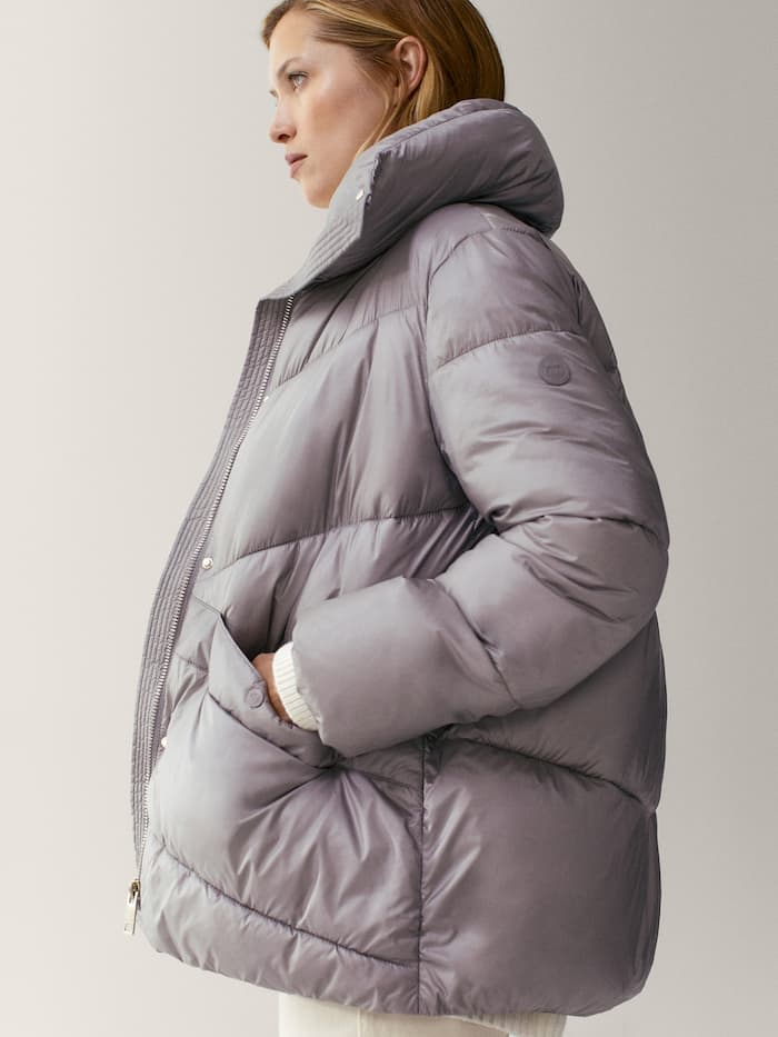Chaqueta acolchada oversize pespuntes