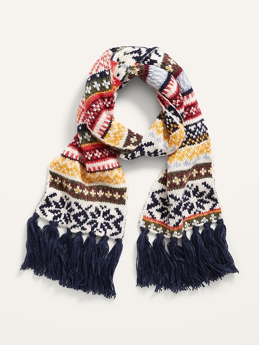 Fringed Sweater-Knit Scarf for Women