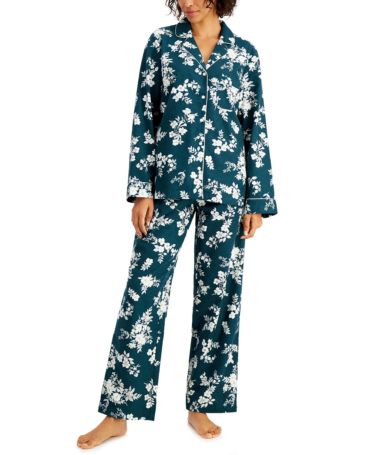 Charter Club Printed Cotton Flannel Pajama Set,
