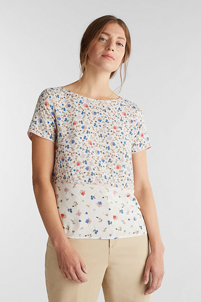 Blouse top with a mix of prints