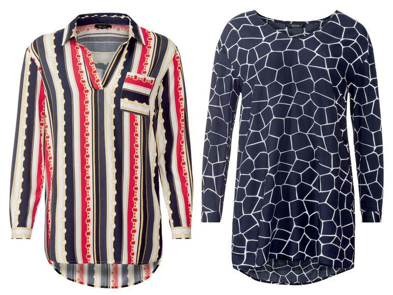 ESMARA® Bluse Damen, mit Knöpfung am Ärmel, Viskose