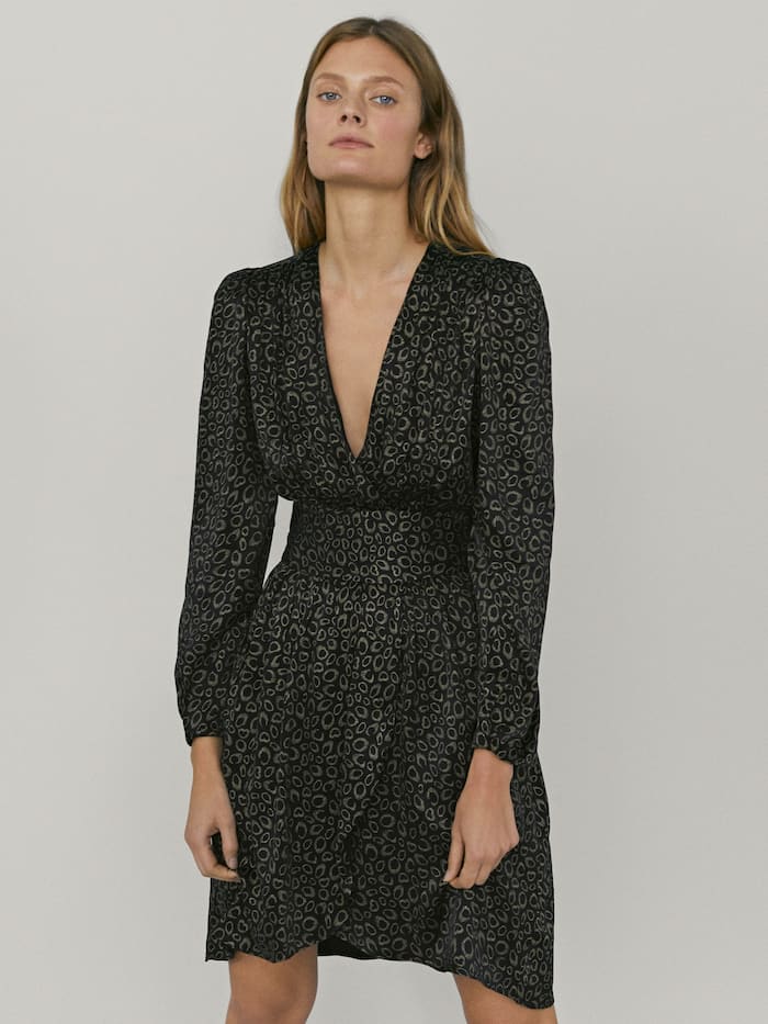 Printed dress with shoulder pads