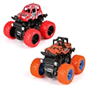 BBLIKE 2-Pack Push and Go Cars, Friction Powered Toy Cars, Monster Truck Toys for Toddlers 2 3 4 + Kids Boys Girls