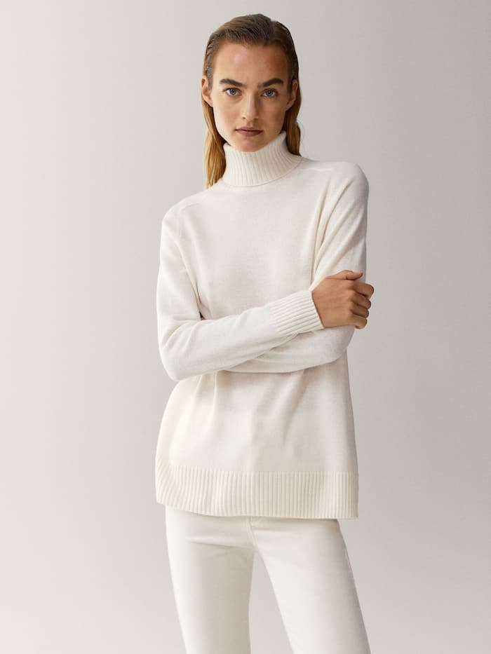 Jersey cuello alto lana cashmere