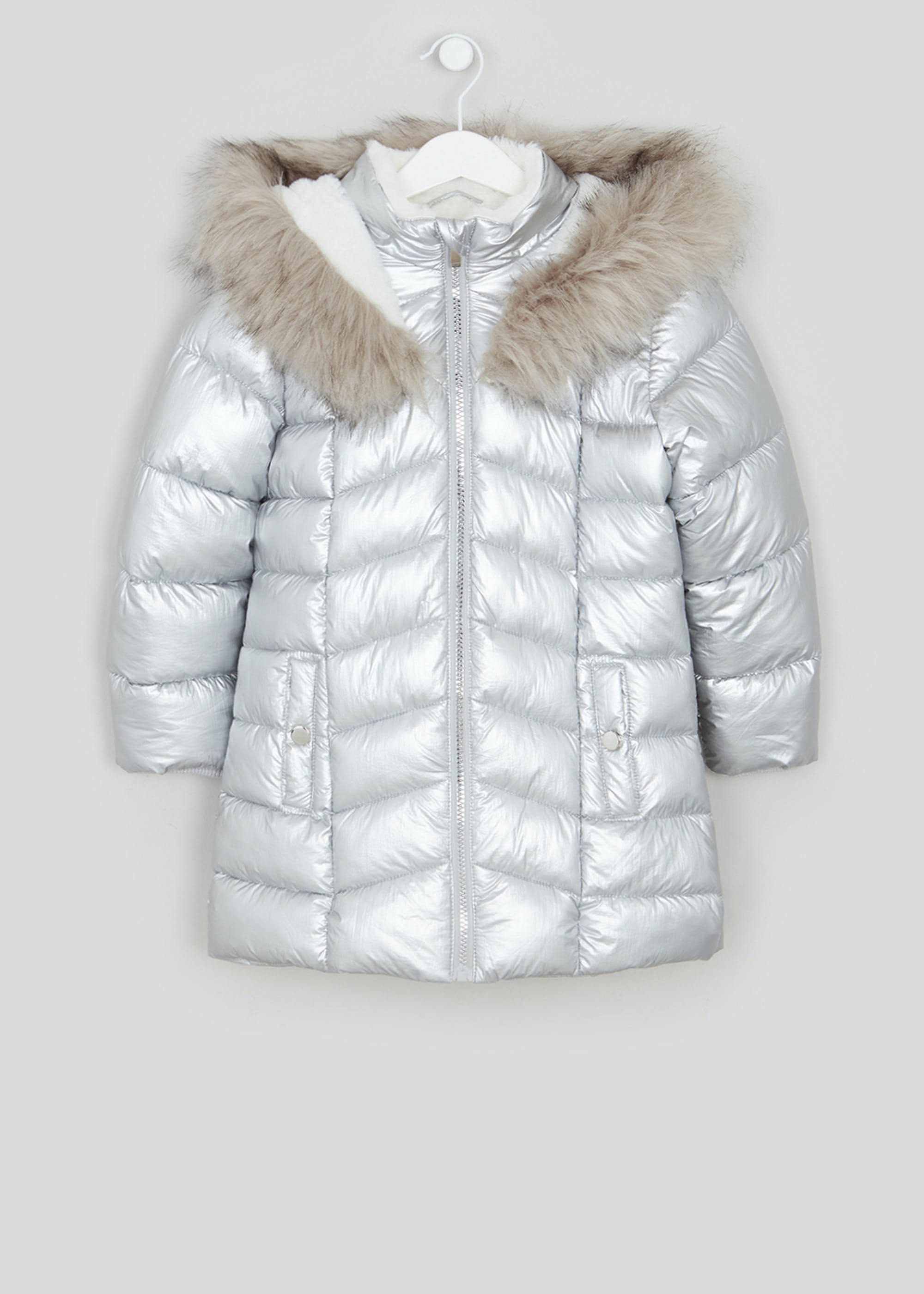 Girls Silver Metallic Padded Jacket (4-13yrs)