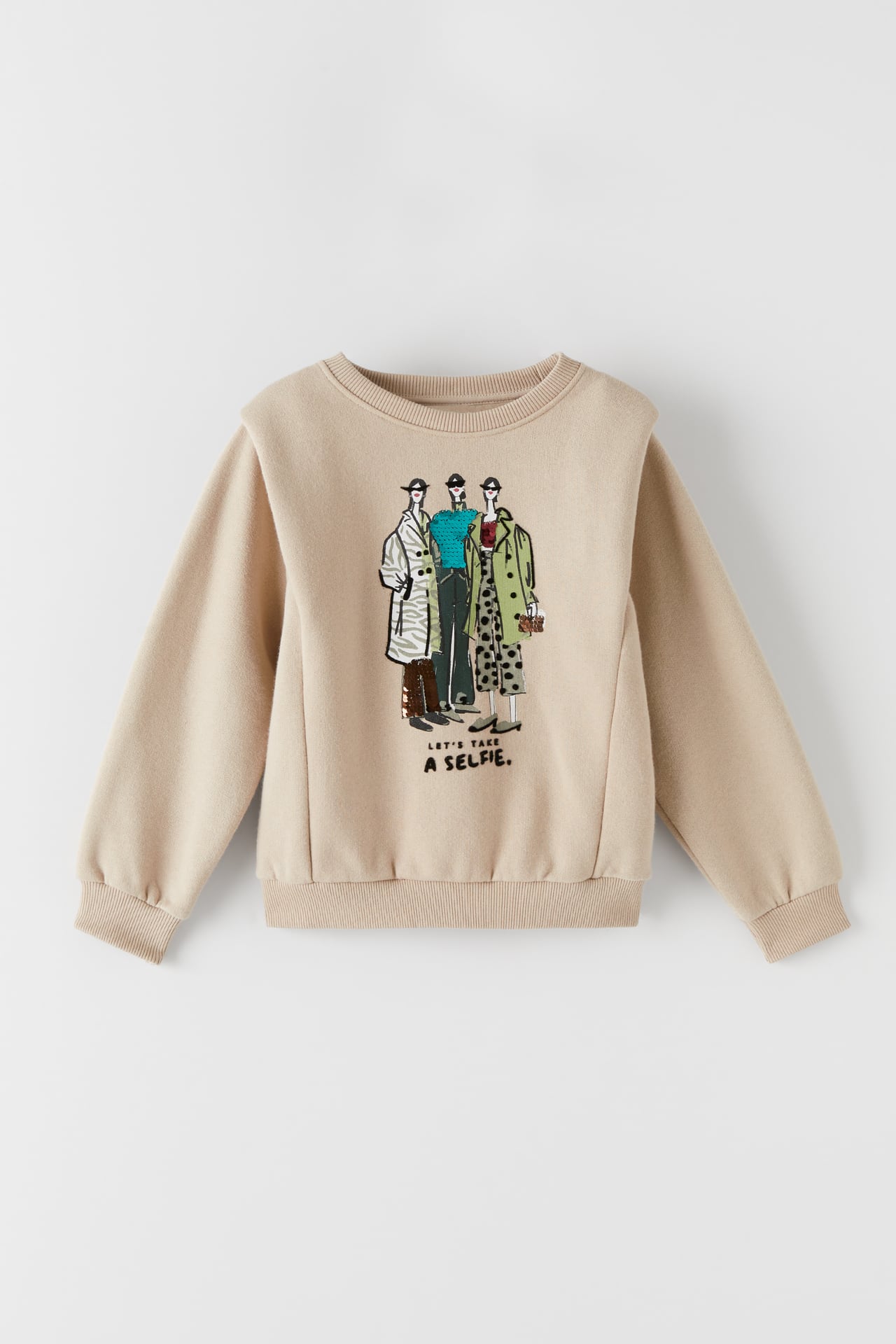 SWEATSHIRT WITH REVERSIBLE-SEQUIN DOLL PRINT