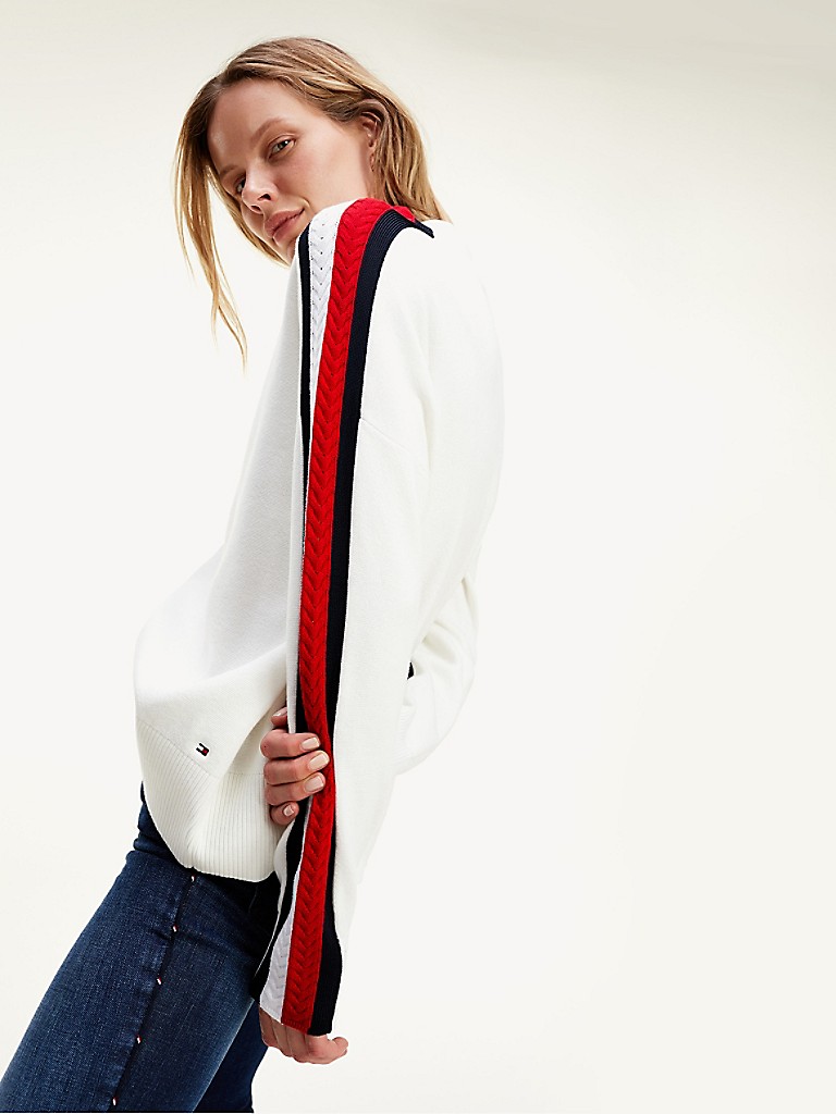 Side Stripe Mockneck Sweater