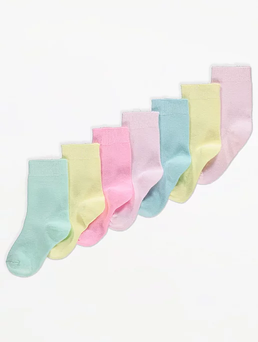 Assorted Pastel Ankle Socks 7 Pack