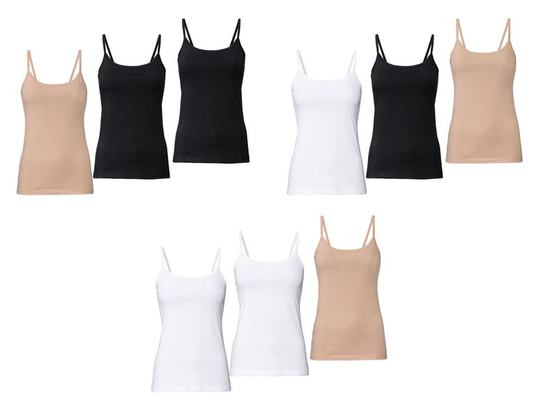 ESMARA® Lingerie Spaghettitop Damen, hoher Bio-Baumwollanteil, 3 Stück