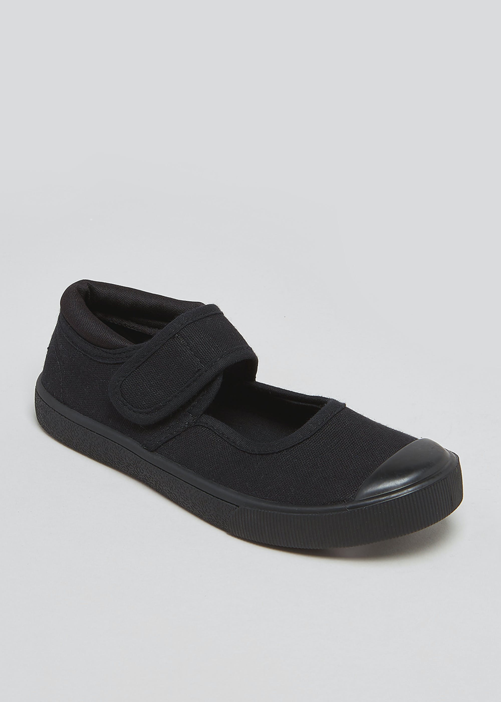 Girls Black Ballet Plimsolls