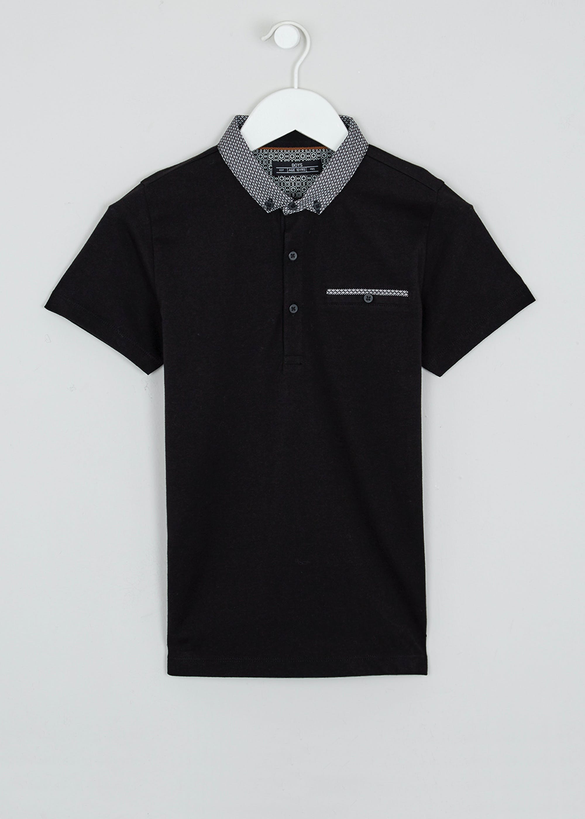 Boys Geo Woven Collar Polo Shirt (4-13yrs)