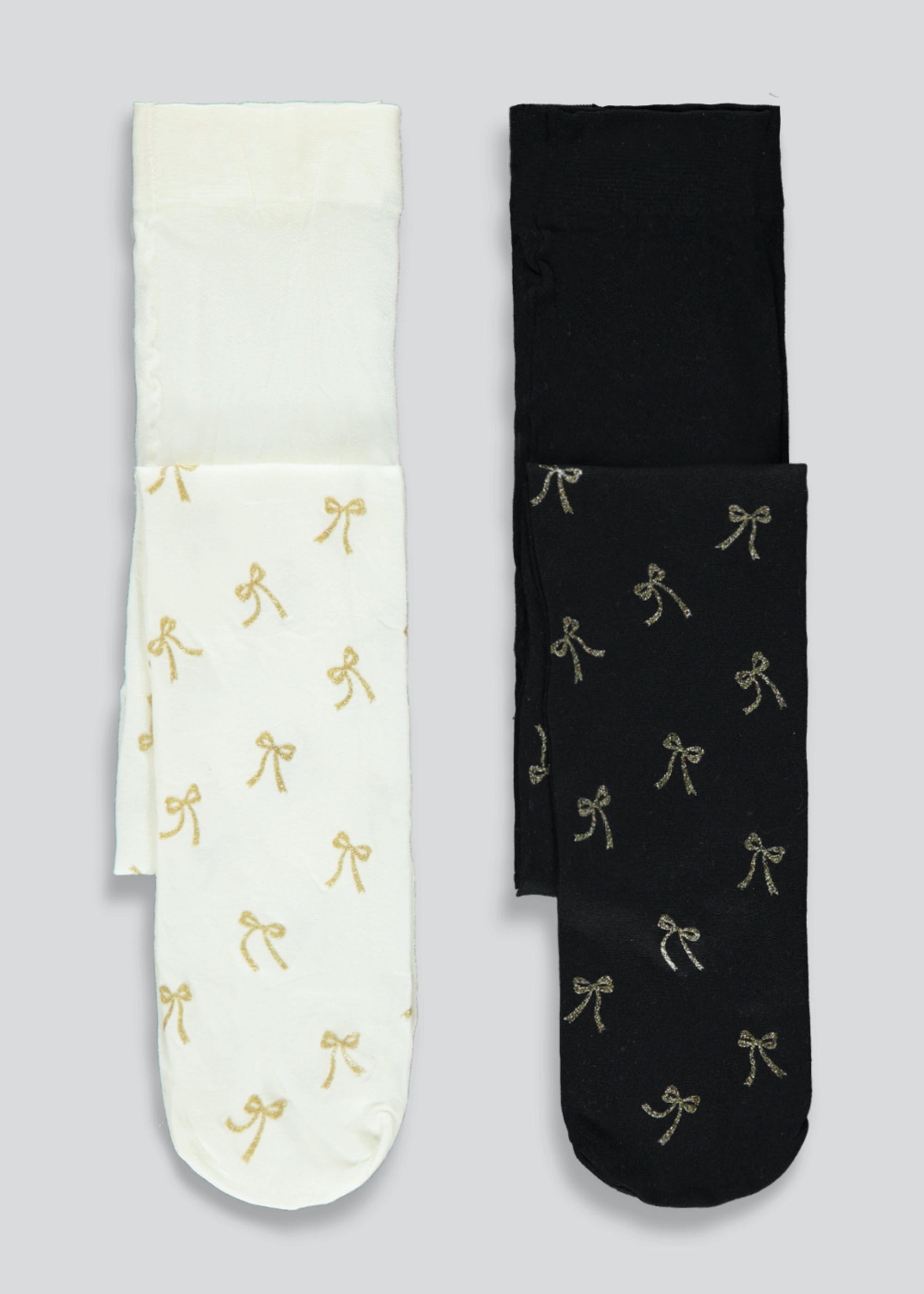 Girls 2 Pack Bow Print Tights (2-13yrs)