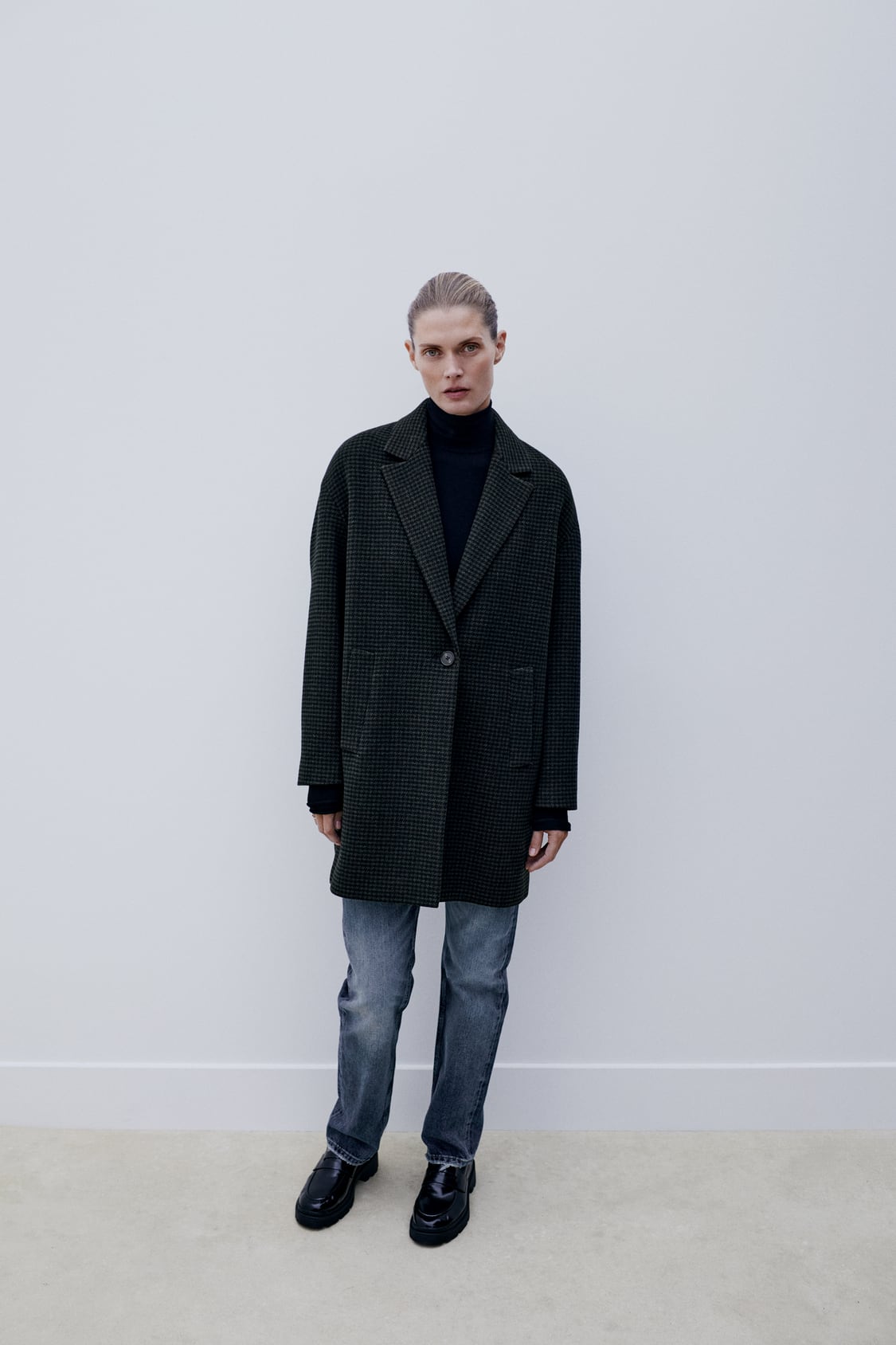 CHECK WOOL BLEND COAT