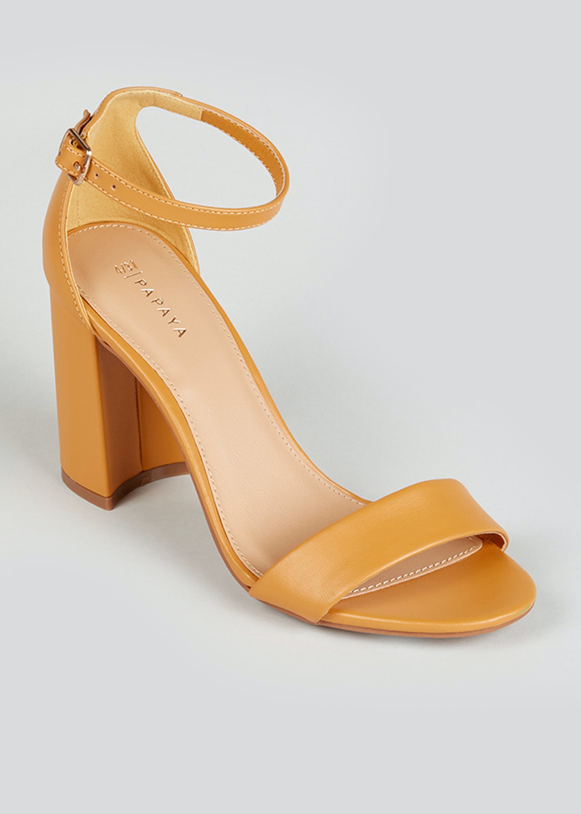 Mustard Block Heel Strappy Sandals