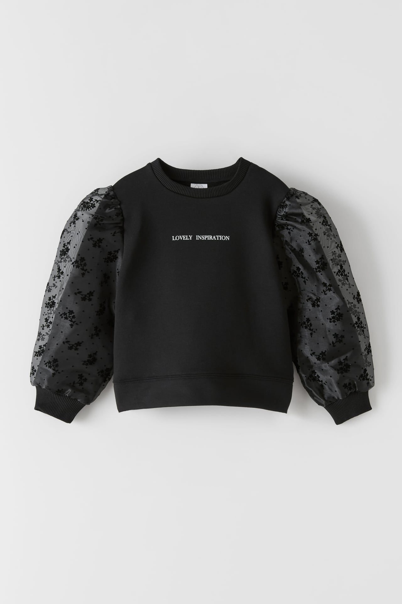 ORGANZA AND FLOCKED SWEATSHIRT