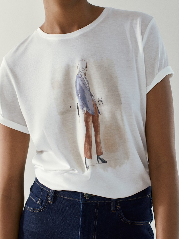 Lyocell/cotton printed T-shirt
