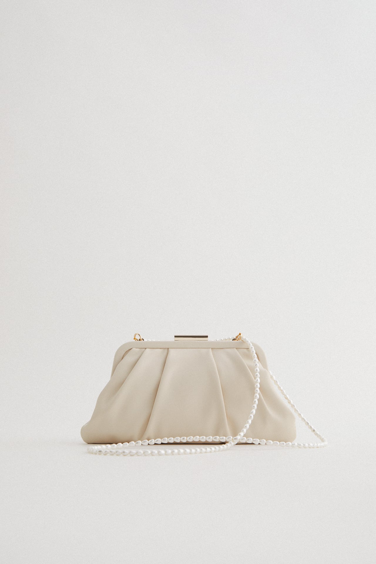 MINI CROSSBODY BAG WITH CLASP AND FAUX PEARL STRAP