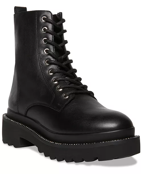 Women's Graham Rhinestone-Studded Lug Sole Combat Booties