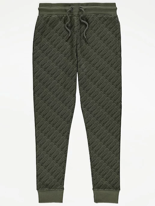 Khaki Slogan Print Joggers
