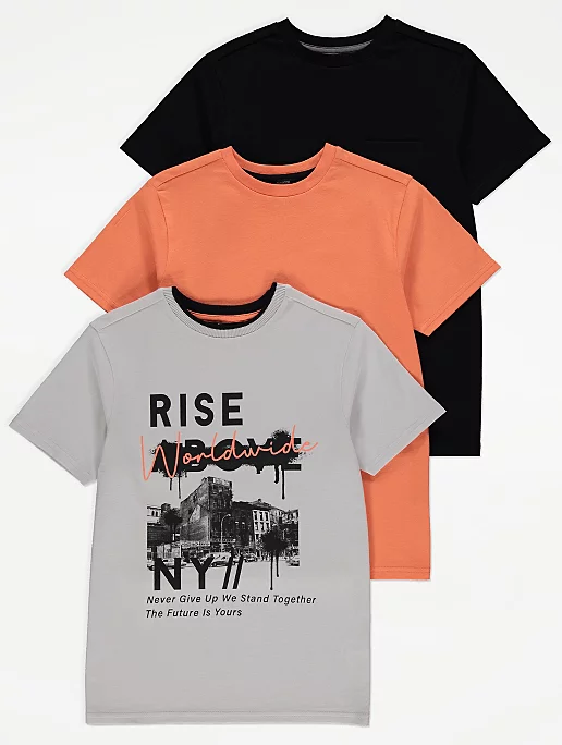 Orange Rise Worldwide Slogan T-Shirts 3 Pack