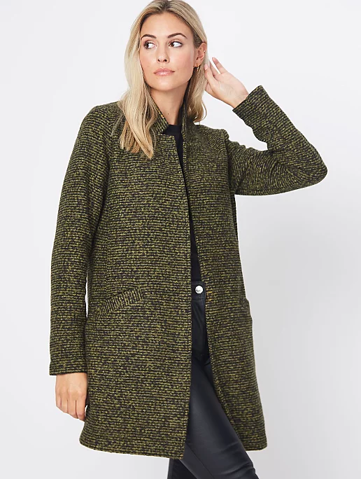 Ochre Striped Woven Longline Throw On Jacket
