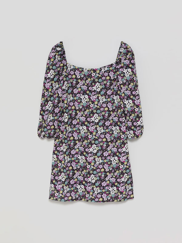 POPLIN DRESS WITH A SQUARE-CUT NECKLINE
