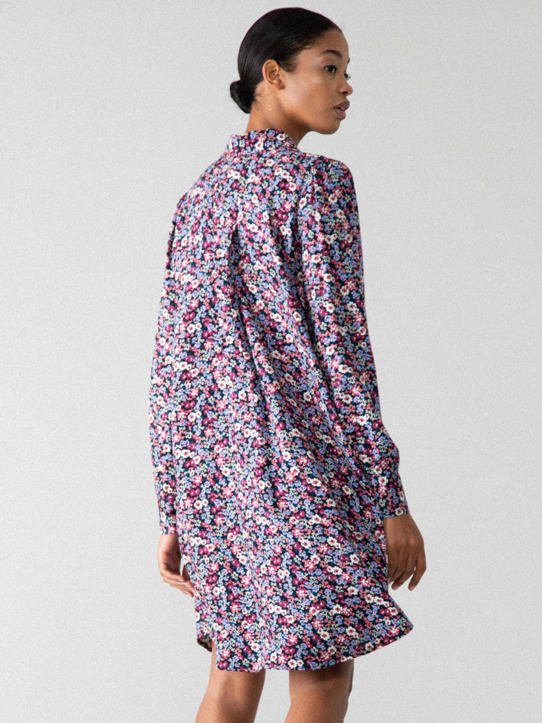 Long sleeve shirt dress with a button-up front.