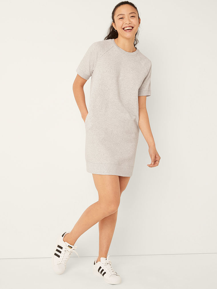 SHORT SLEEVE SWEATSHIRT DRESS