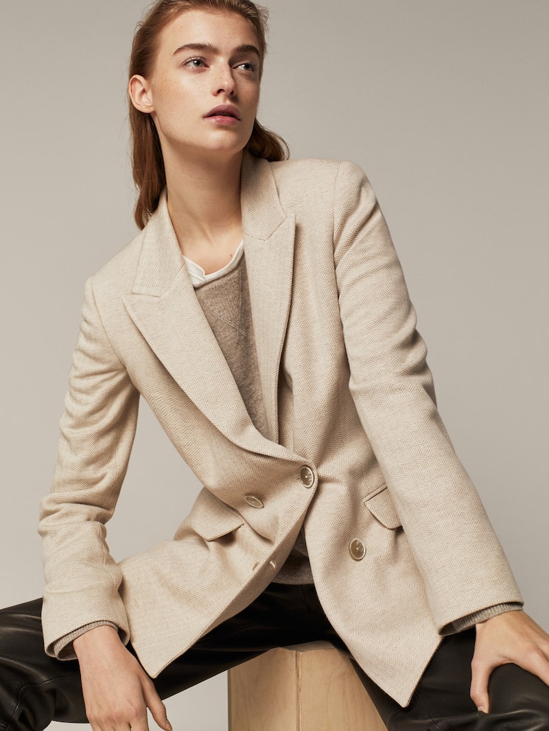 Cotton herringbone blazer