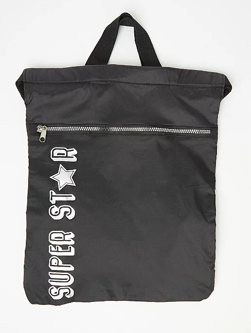 Black Super Star Slogan Swim Bag