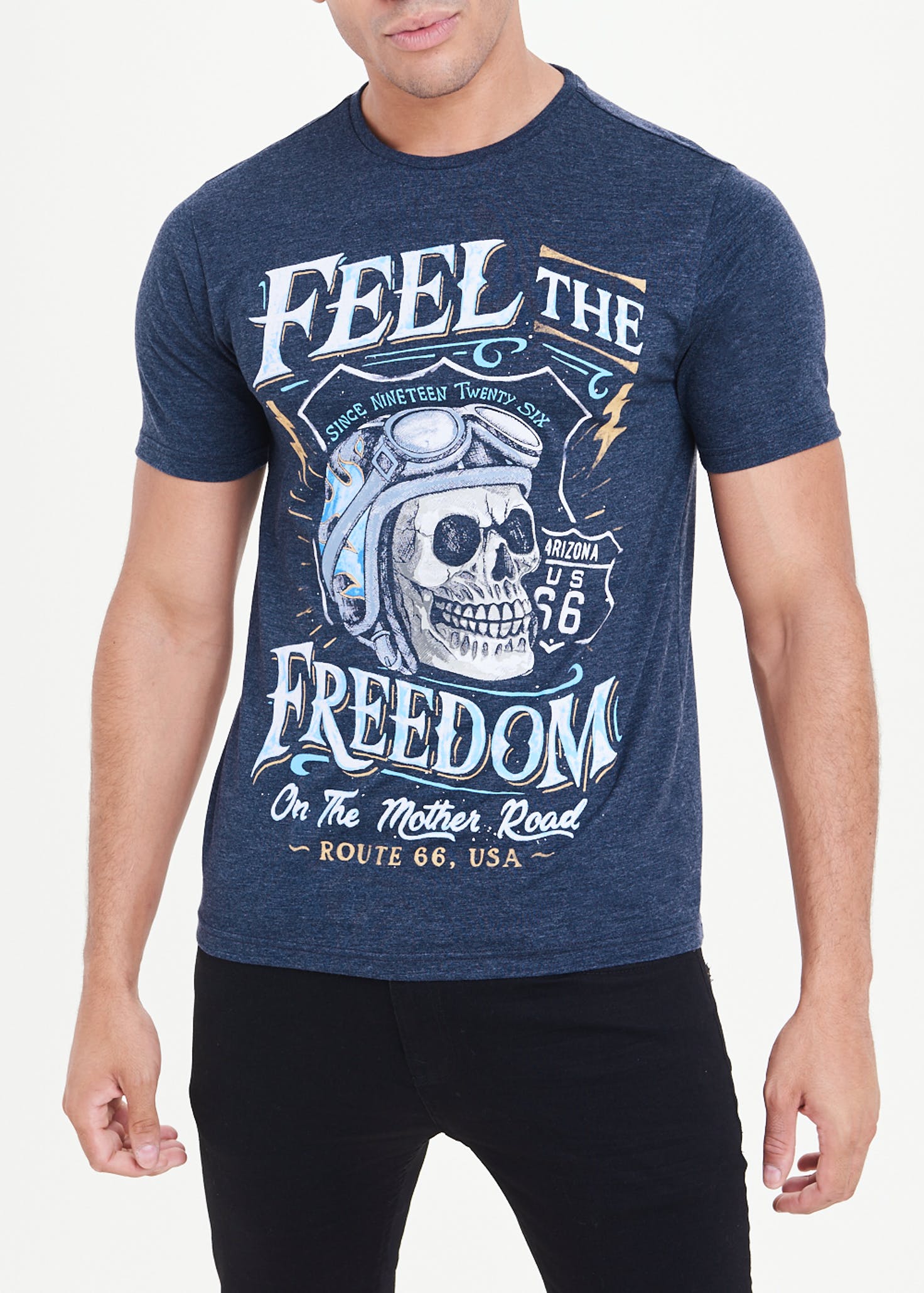 Route 66 Skull Print T-Shirt