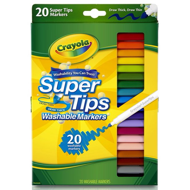 Crayola Super Tip Washable Marker Set, 20-Colors, Child Ages 3+