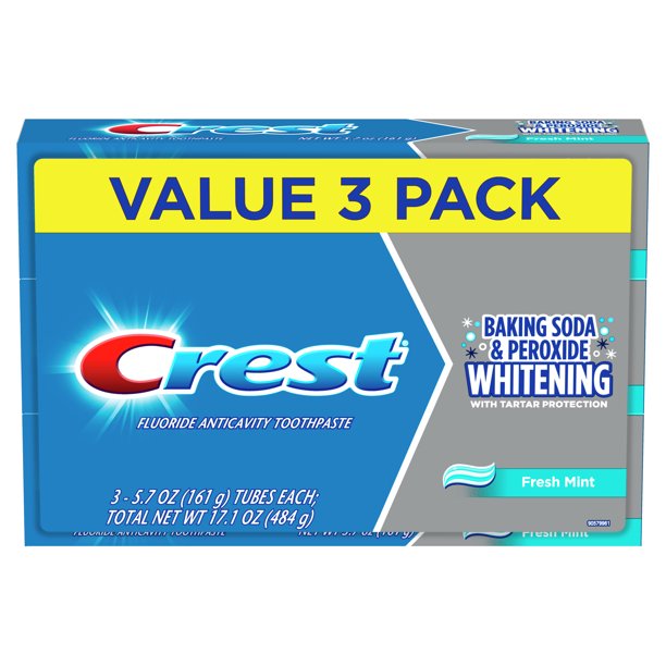 Crest Toothpaste, Whitening Baking Soda and Peroxide, 5.7 oz, 3 Pack
